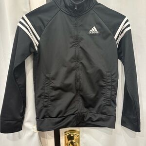adidas Black Zip-Up Sweatshirt with White Stripes